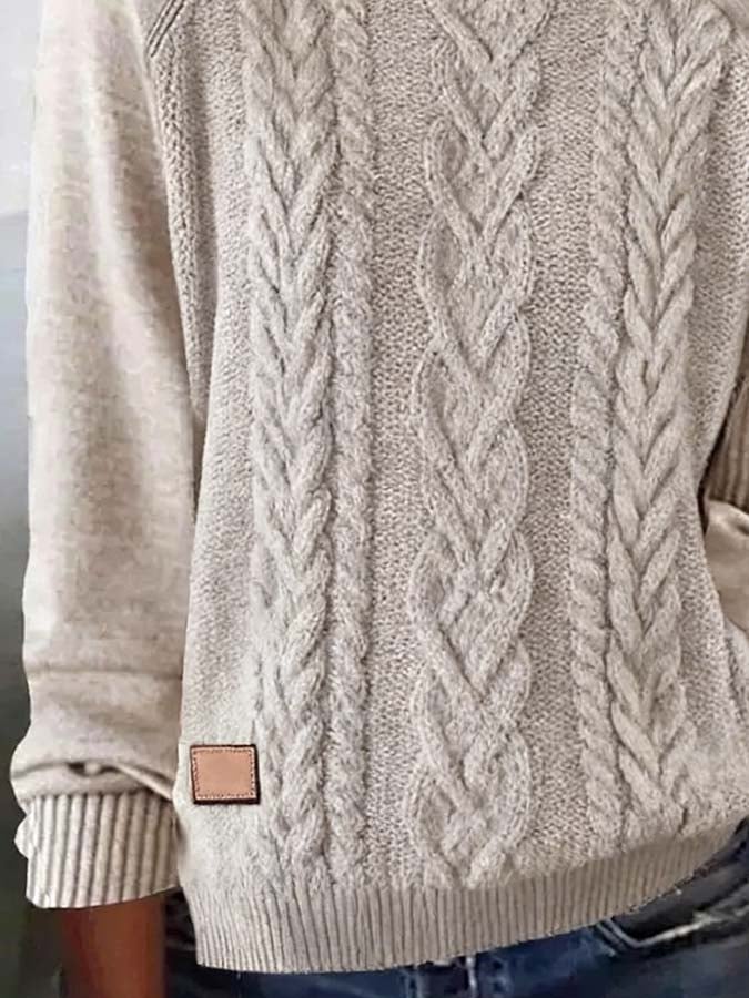 Women'S Casual Pullover Patchwork Knitted Sweater