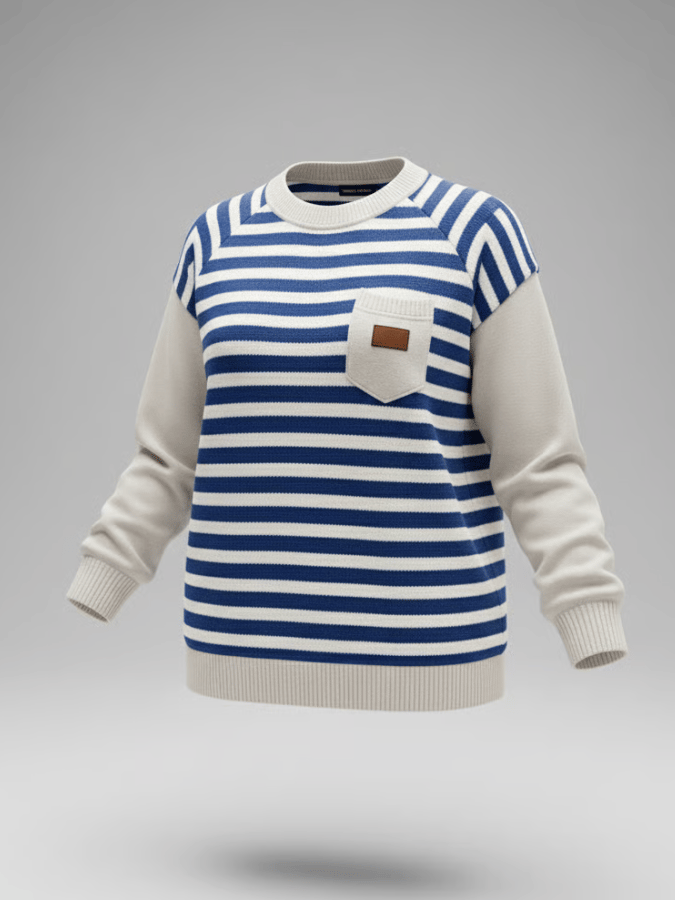 Women's Casual Crew Neck Striped Long Sleeve Sweater