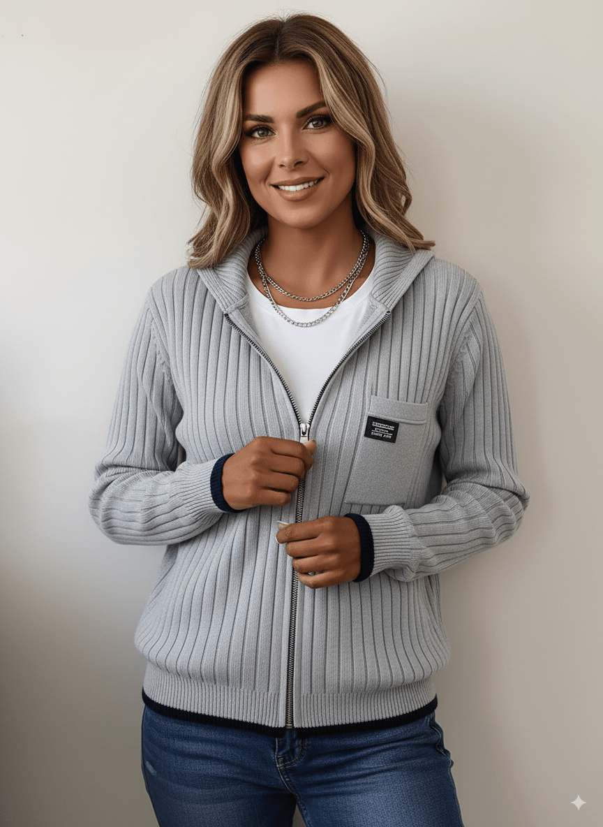 Women'S Casual Zipper Knitted Sweater Cardigan