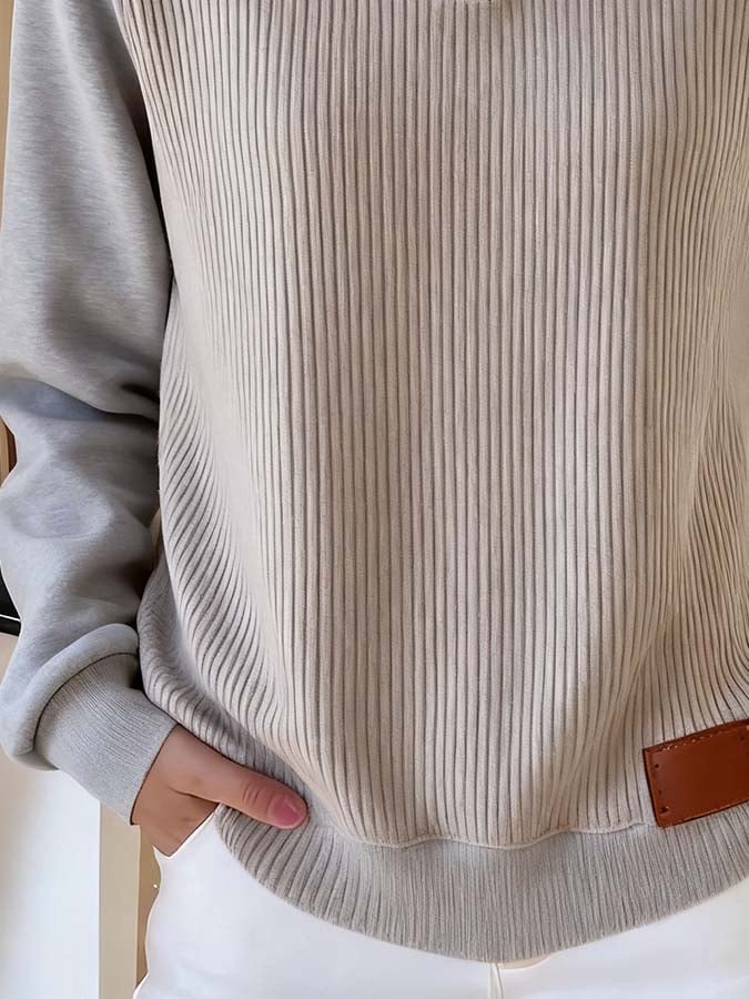 Women'S Hoodie Leather Label Knit Sweater