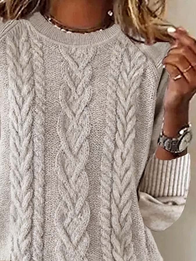 Women'S Casual Pullover Patchwork Knitted Sweater