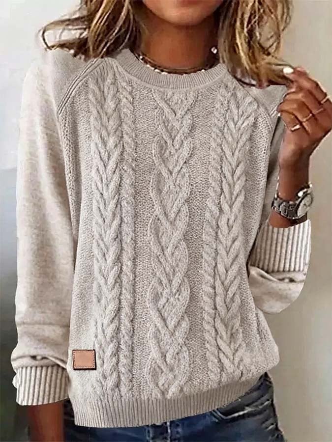 Women'S Casual Pullover Patchwork Knitted Sweater